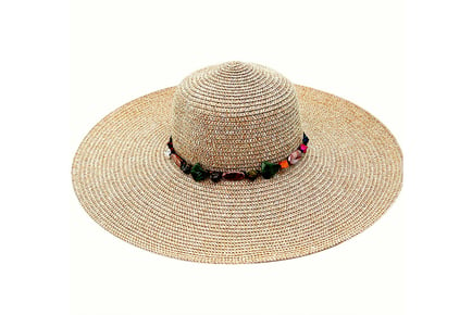 Women's Straw Effect Wide Brim Hat - 4 Colours