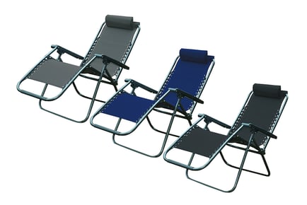 SET OF TWO/ GREY: zero gravity textoline garden chairs