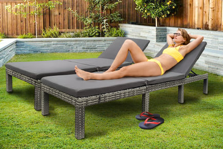 Garden Rattan Adjustable Sun Lounger - Buy 1 or 2!