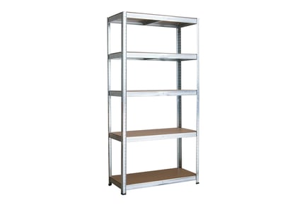 SILVER: Two galvanised heavy duty five-tier shelving units