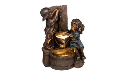 Mini Bronze Boy & Girl Garden Water Feature - 4 Designs