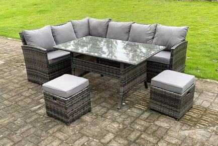 8-Seater Rattan Dining Furniture Set - Grey