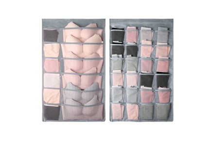 Hanging Double-Sided Underwear Organiser - 2 Sizes & 3 Colours