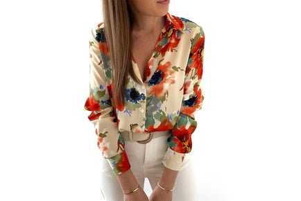 Loose Floral Blouse - 5 Sizes & 4 Colours!