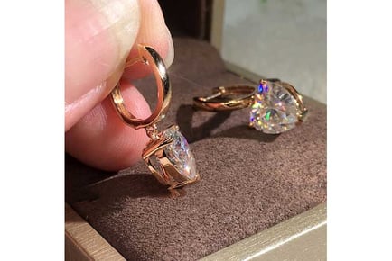 Rosegold Heart crystal drop earrings