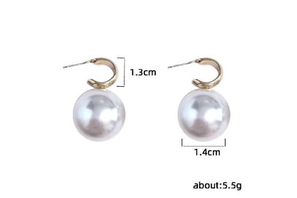 Gold Tone 14mm White Pearl Earrings