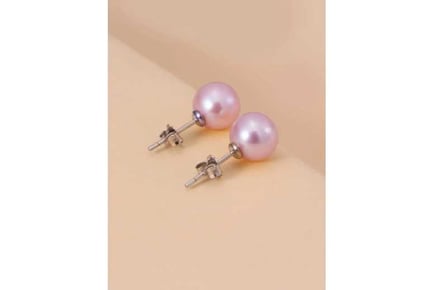 Purple Freshwater Pearl Stud Earrings
