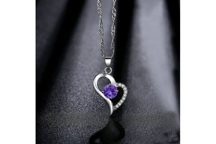 Silver Heart pendant with Purple Crystal