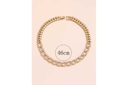 Half Cuban Cable Link Crystal Chain