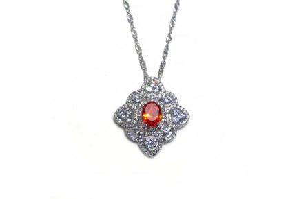Crystal Red Stone Flower Shaped Pendant