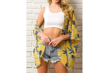 Floral Beach Kaftan Beachwear Yellow