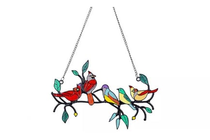 Birds on Branch Glass Hanging Decoration