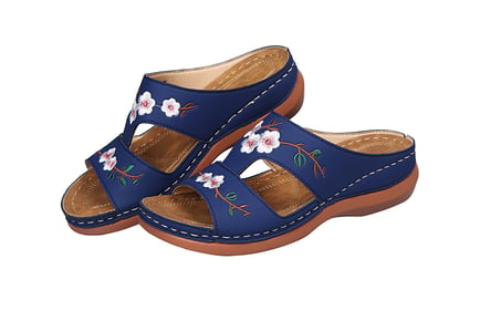 Embroidered Flower Sandals - 5 Sizes & 6 Colours!