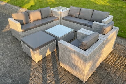 Garden Rattan Furniture 9-Seater Lounge Set