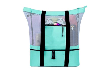 2-in-1 Outdoor Beach Mesh Tote Bag - Green, Black, Blue or Pink!