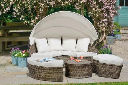 180cm Rattan Day Bed & Table - Cover Option