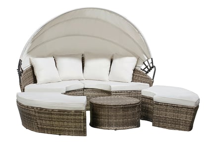 180cm Rattan Day Bed & Table - Cover Option