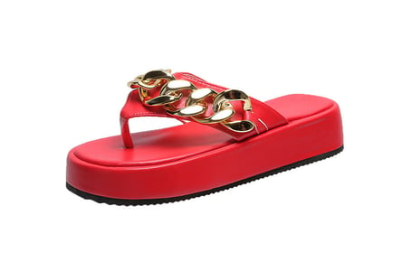 Chain Detail Platform Sandals - 5 Sizes & 4 Colours!