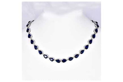 Whitegold blue sapphire diamond Necklace