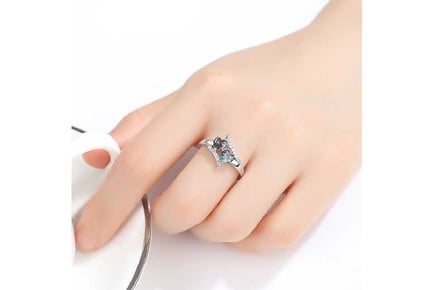 Twin Heart Shaped Crystal Ring