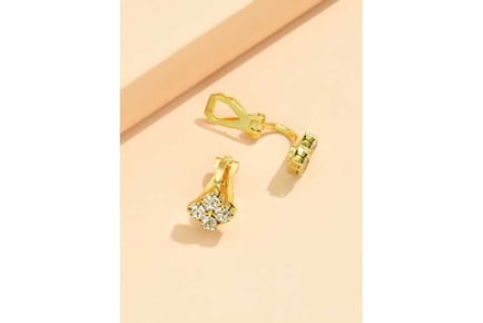 Crystal Gold Square Non-Pierced Earrings