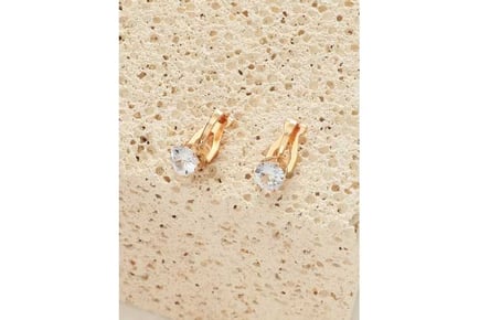 Gold Crystal Round Non-Pierced Earrings