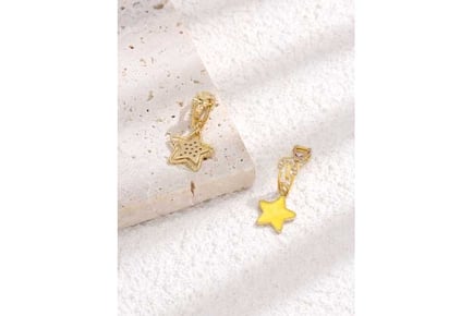 Gold Star Dangle Earrings with Zirconia