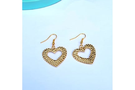 Heart Shaped Gold Drop Earrings