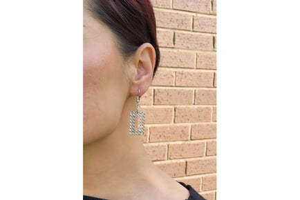 Rectangle Linked Silver Drop Earrings