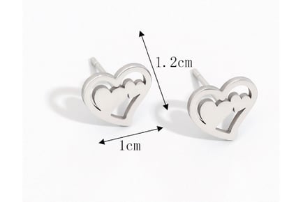 Stainless Steel Double Heart Earrings