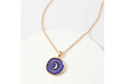 Moon Heart Round Gold Tone Necklace
