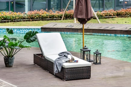 Outsunny Rattan Sun Lounger w/ Cushion