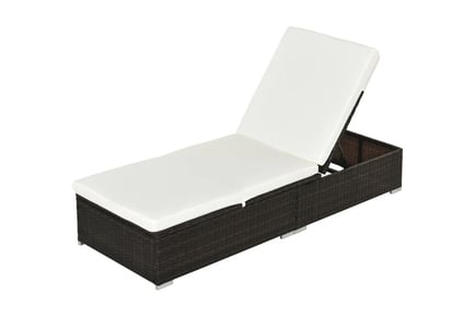 Outsunny Rattan Sun Lounger w/ Cushion