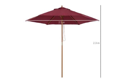 Outsunny Wooden Garden Parasol Umbrella