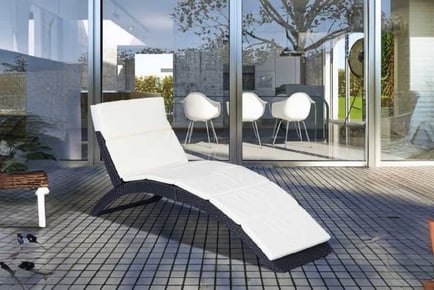 Outsunny Rattan Folding Sun Lounger