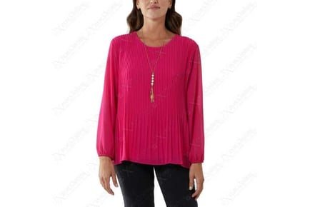 CHIFFON PLEATED TOP WITH NECKLACE