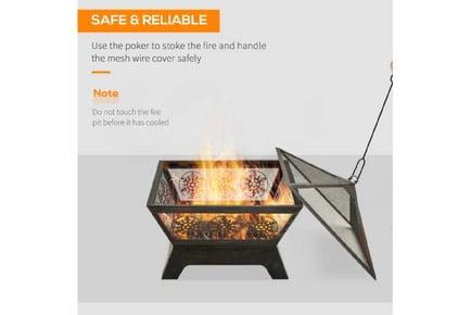 Outsunny Outdoor Fire Pit Square Bowl