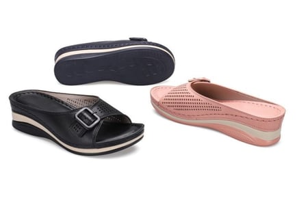 Women's Low Wedge Sandals - Pink, Navy or Black