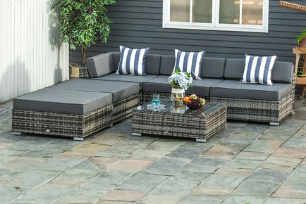 Outsunny 6-Piece Elegant Garden Rattan Furniture Set