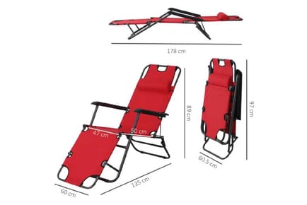 Outsunny 2-in-1 Metal Frame Sun Lounger