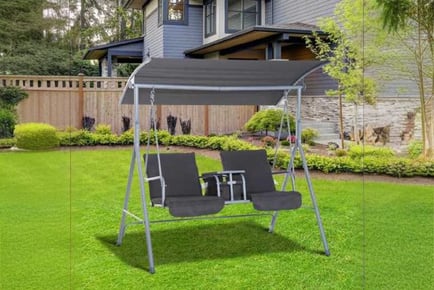 Outsunny Deluxe 2-Seater Swing Chair with Table