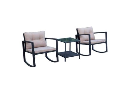 Outsunny 3 Pcs Rattan Rocking Set