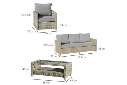 Outsunny 5-Seater Patio Wicker Sofa Set