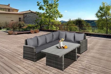 Outsunny 3PC Dining Set Rattan Furniture