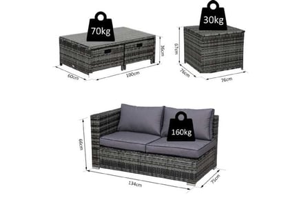 Outsunny 4 pcs Rattan Furniture Set