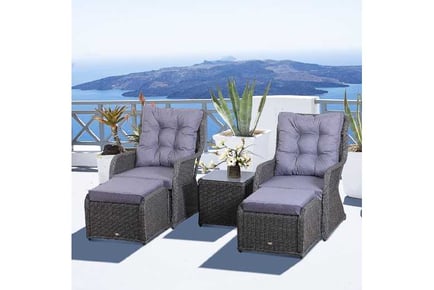 Outsunny Deluxe 2-Seater Rattan Set Grey