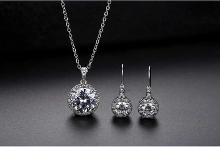 Halo Crystal Pendant and Ring Set