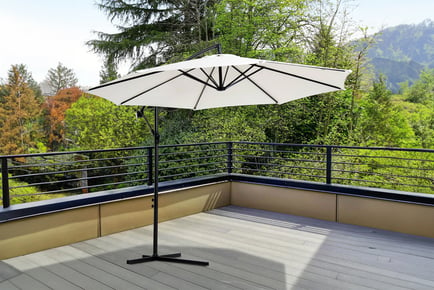 Outsunny 3M Banana Umbrella Parasol - Cream White Extravaganza!