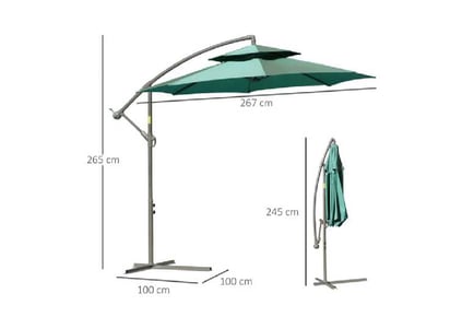 Outsunny 2.7m Banana Cantilever Umbrella