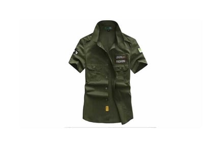 Men's Short Sleeve Military Style Shirt